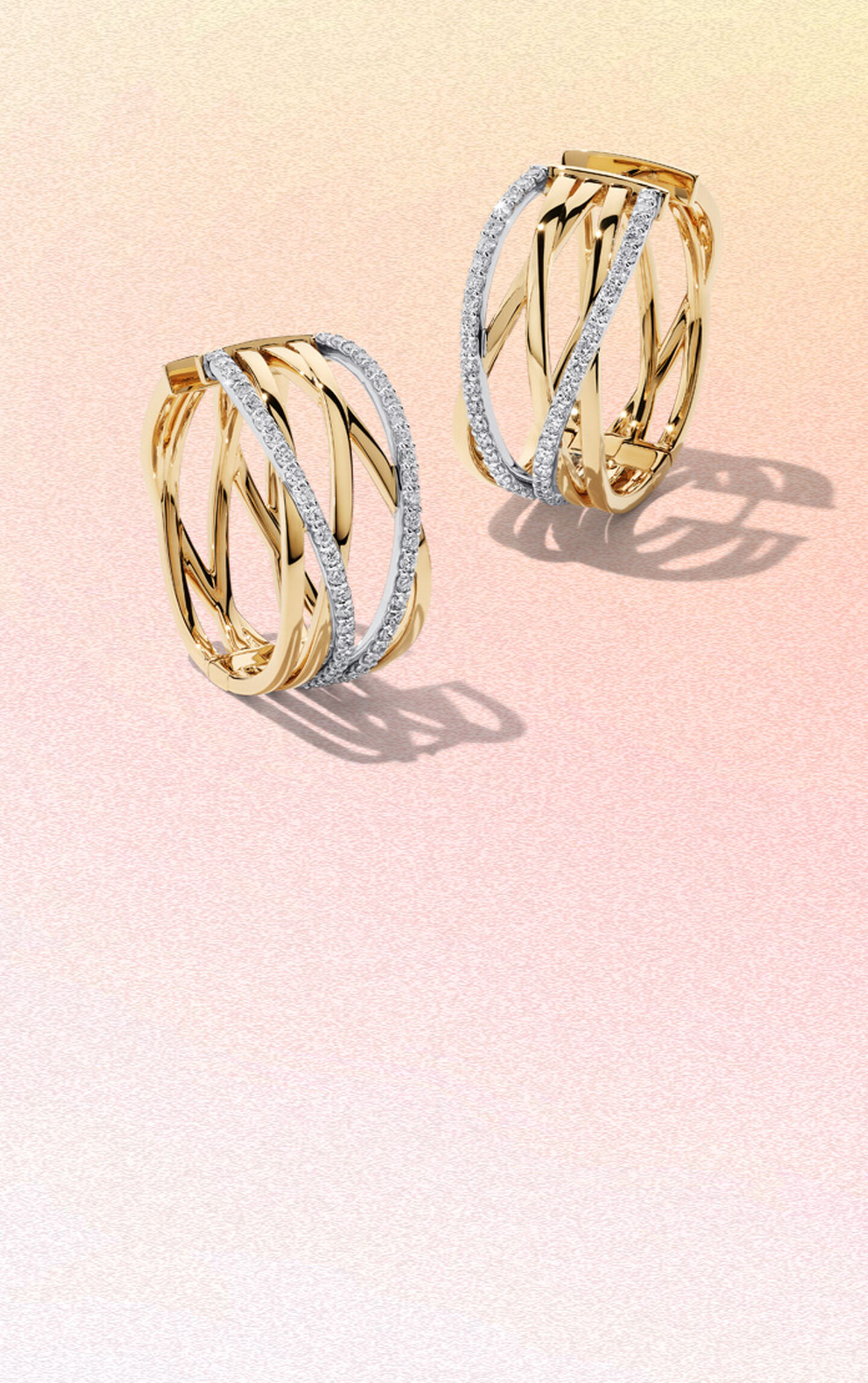 Boucles d'oreilles en or jaune et diamants de Birks Rosée du Matin