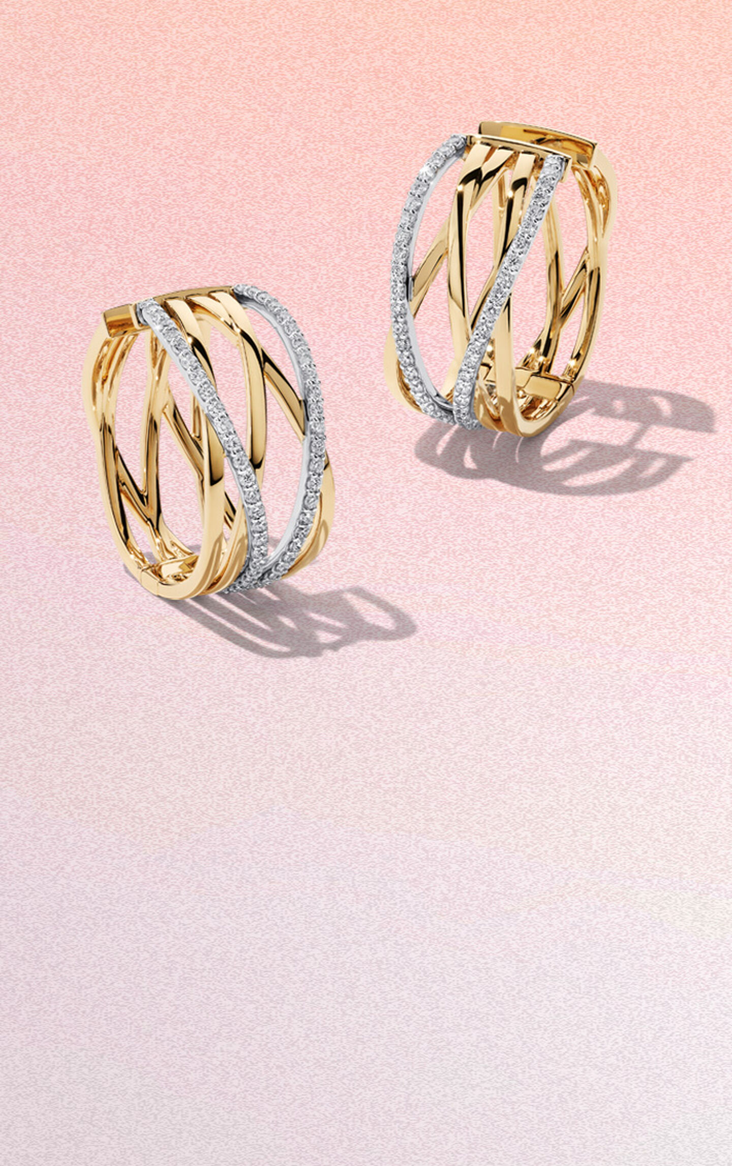 Boucles d'oreilles en or jaune et diamants de Birks Rosée du Matin