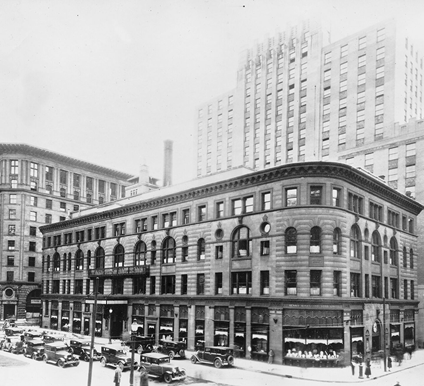 Black and White photo of the downtown storefront