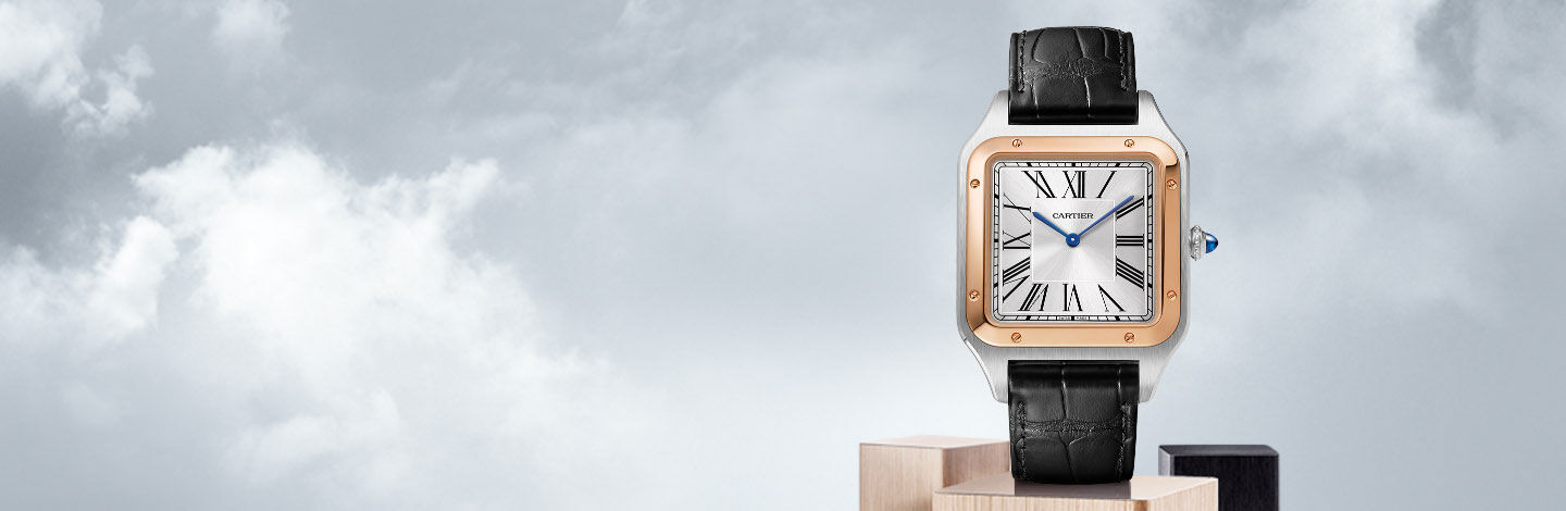 Cartier Santos-Dumont Watch Large Model, 18K Rose Gold & Steel, Leather