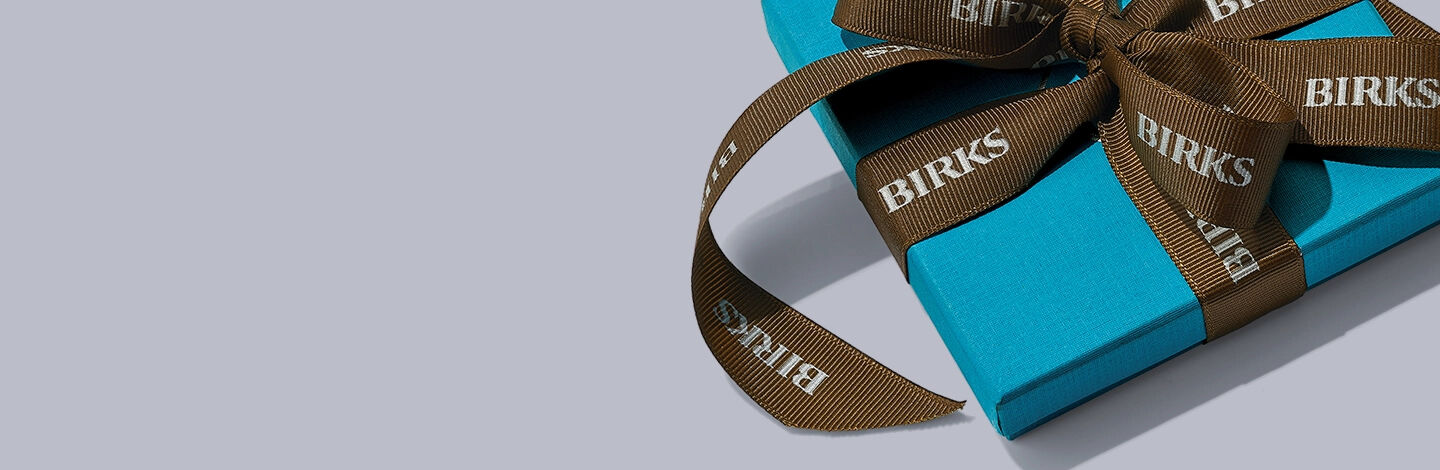 Birks Blue box lid with brown ribbon