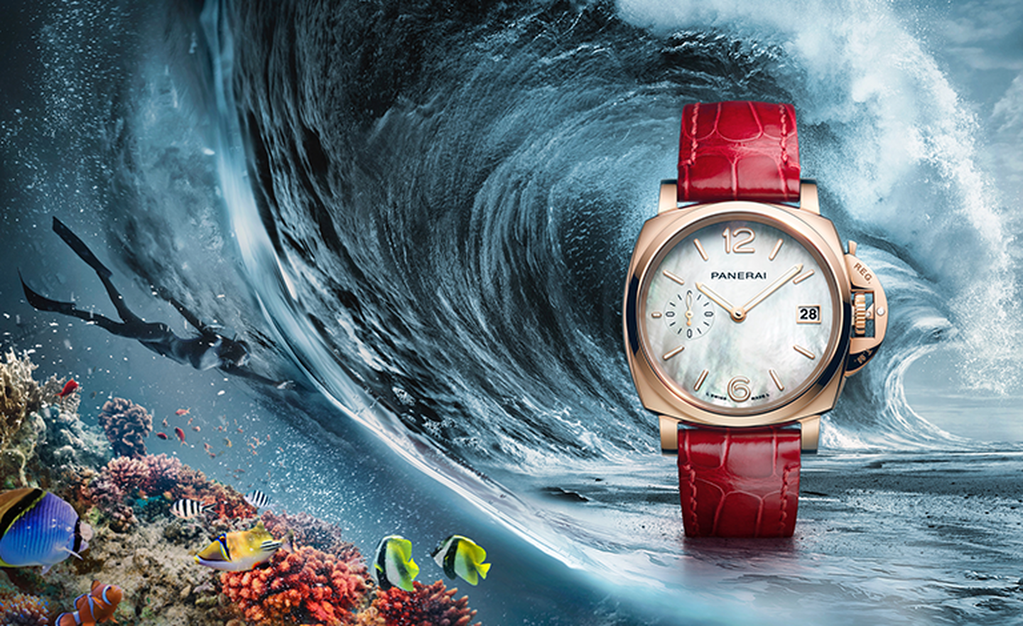 Panerai Luminor sur un rocher sous l'eau