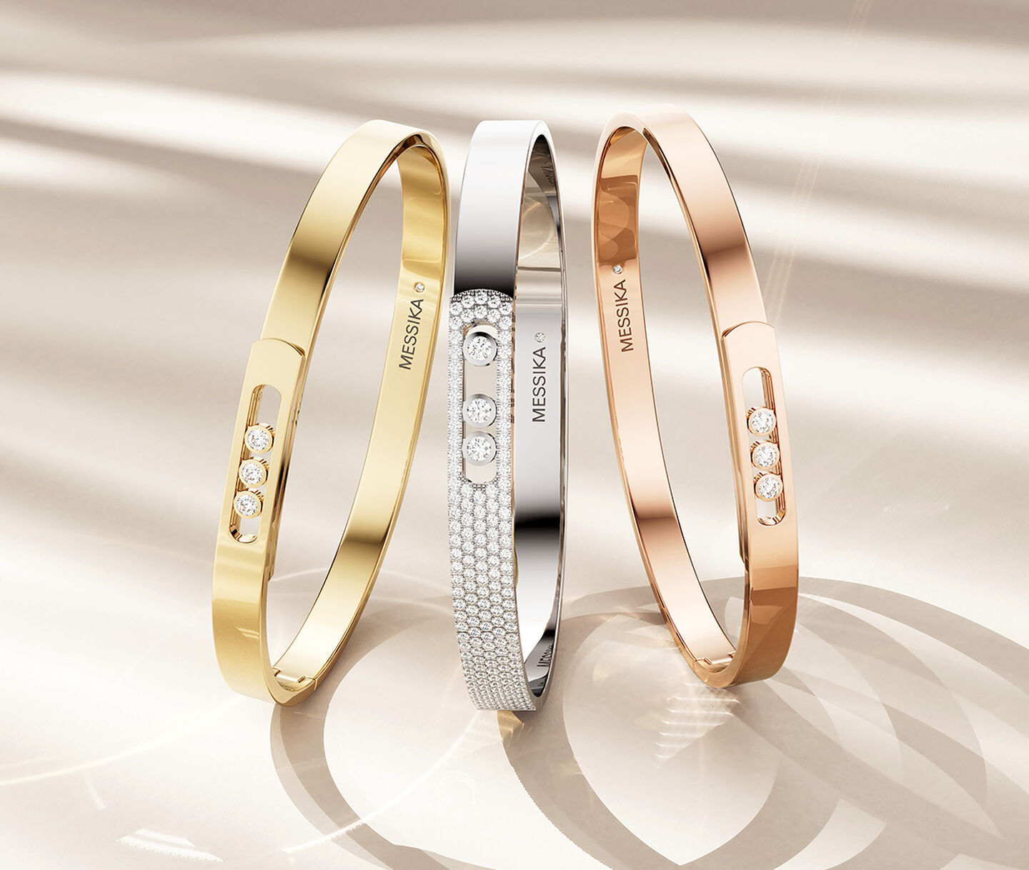 Messika diamond and gold bracelets.