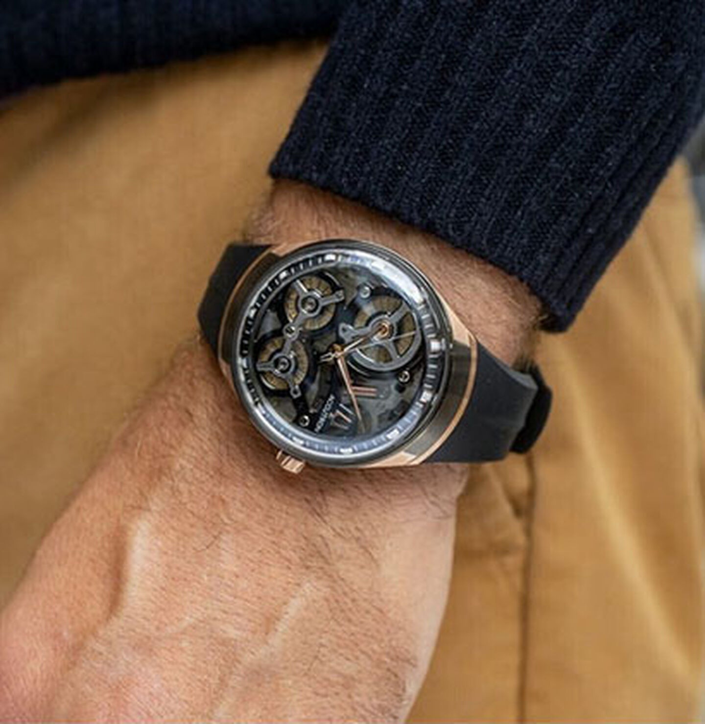 Accutron DNA watch on a man's wrist