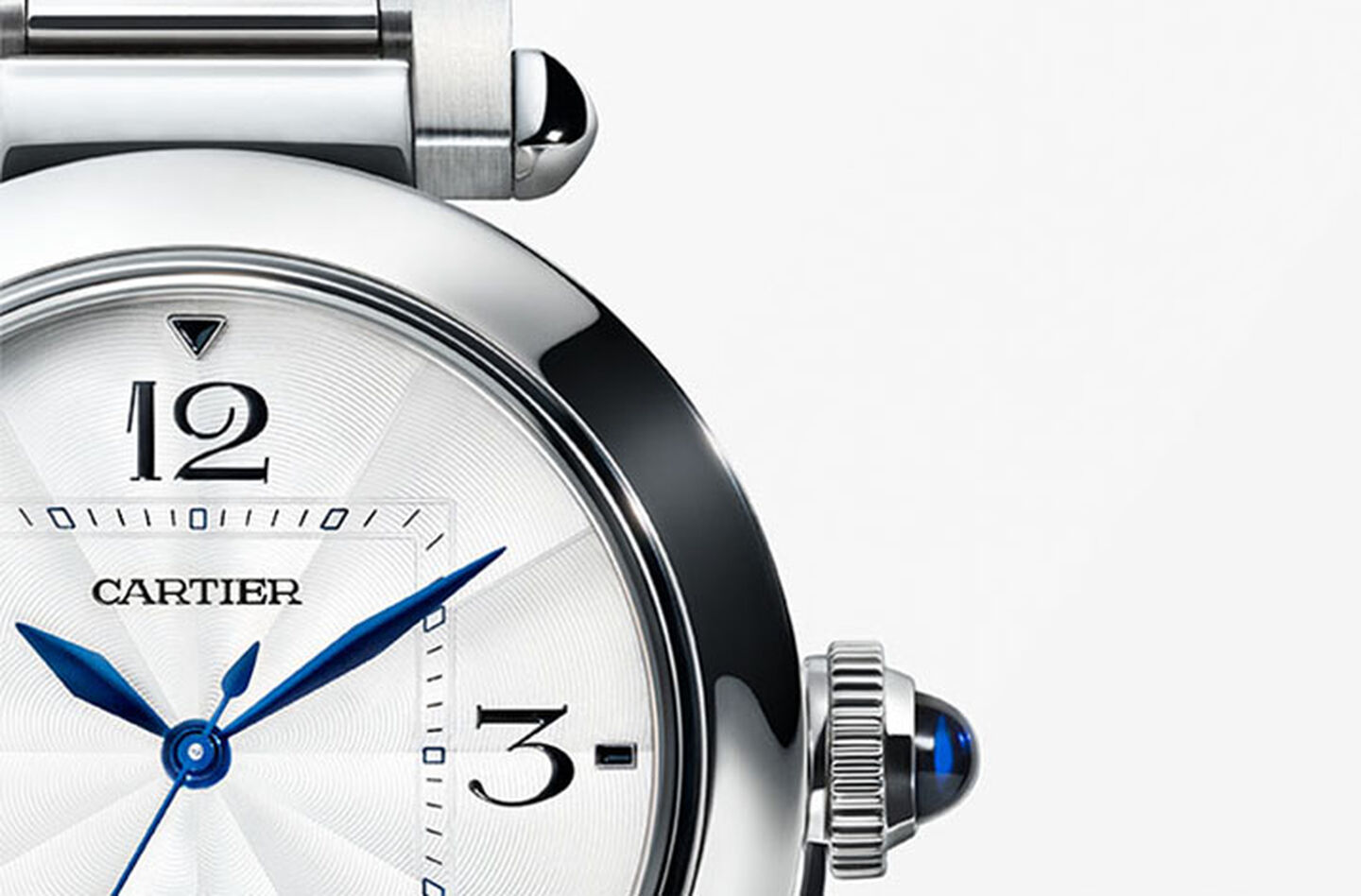 Closeup of Cartier Pasha watch face