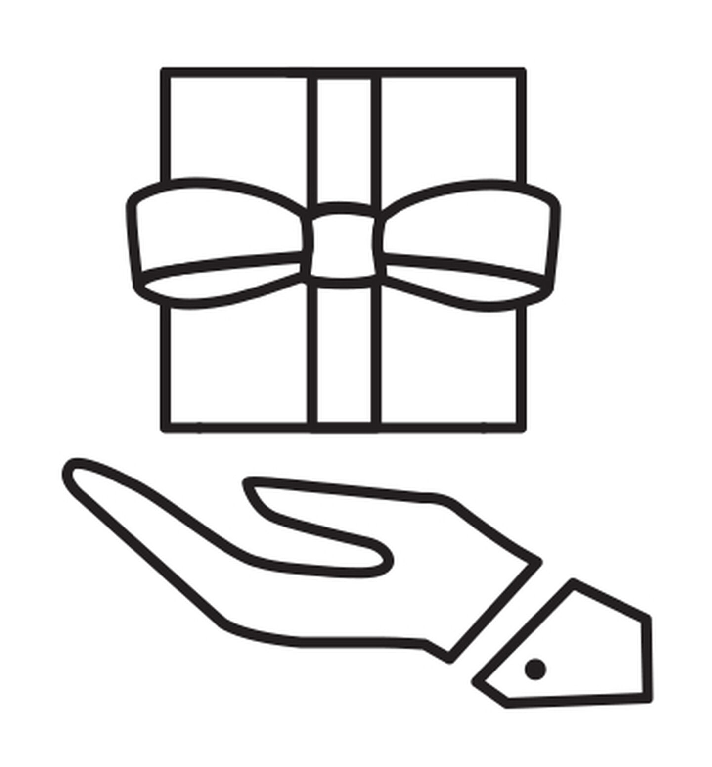 An illustration of a hand holding a gift box