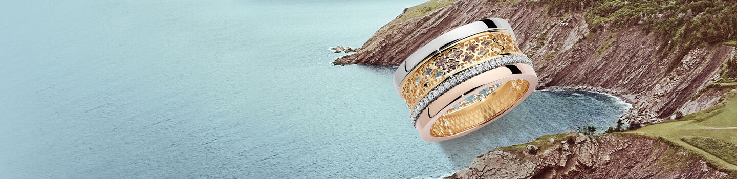 Birks Dare to Dream yellow, white and rose gold pendant.