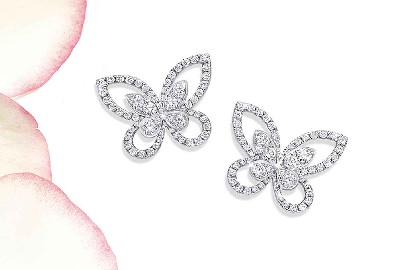 Boucles d'oreilles papillon en diamant