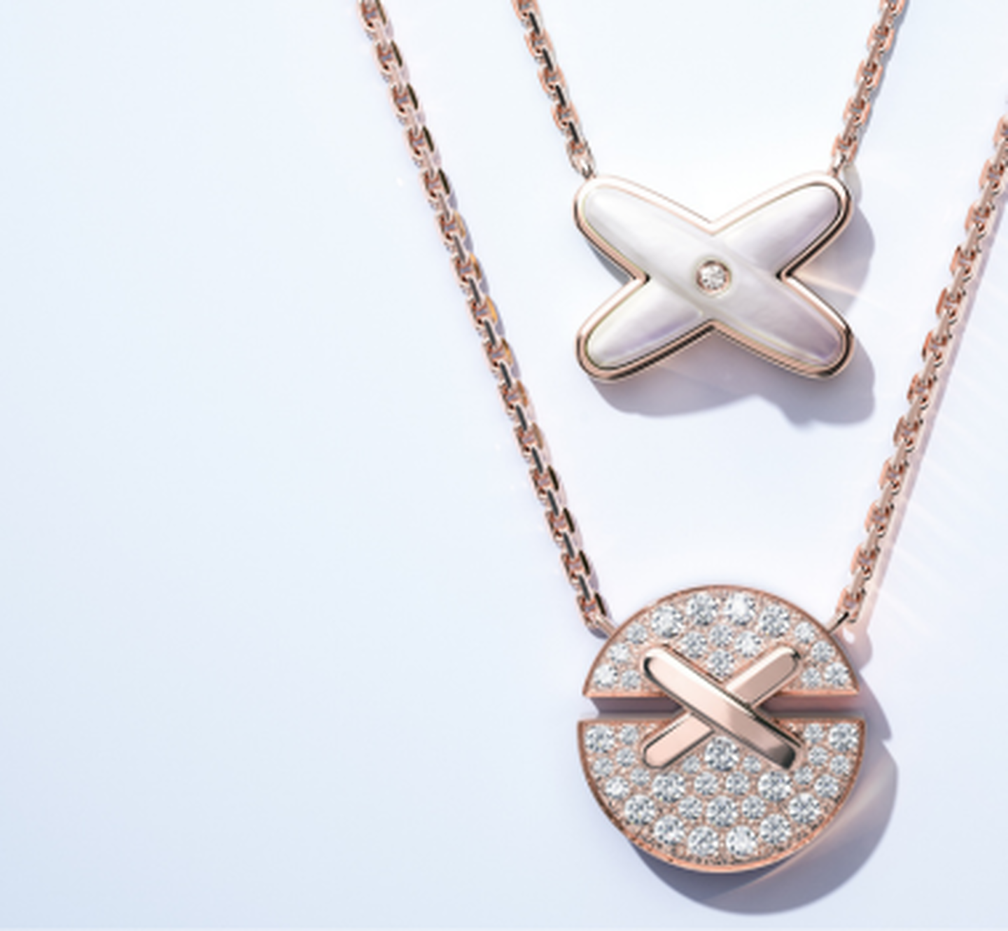 Chaumet Liens collection on a white-grey background.