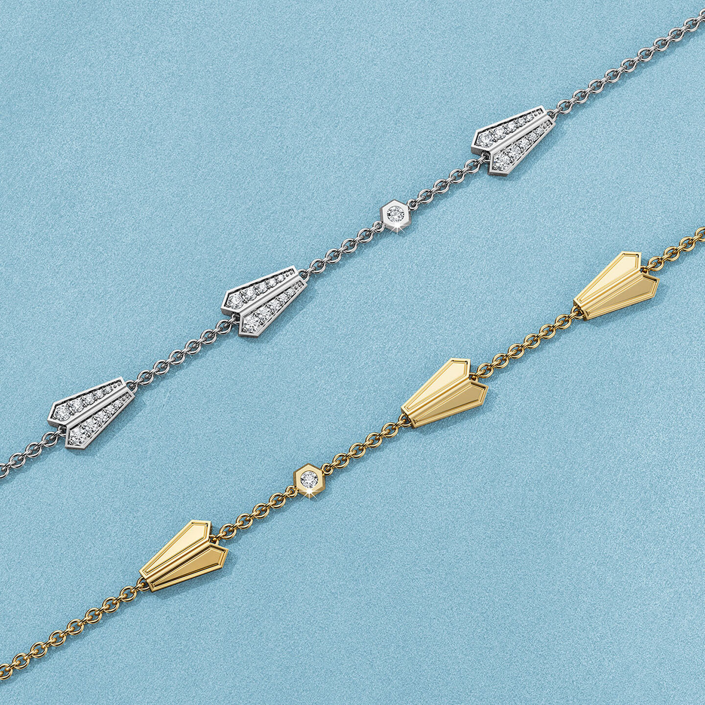 Birks Beekeeper station bracelets on a blue background.