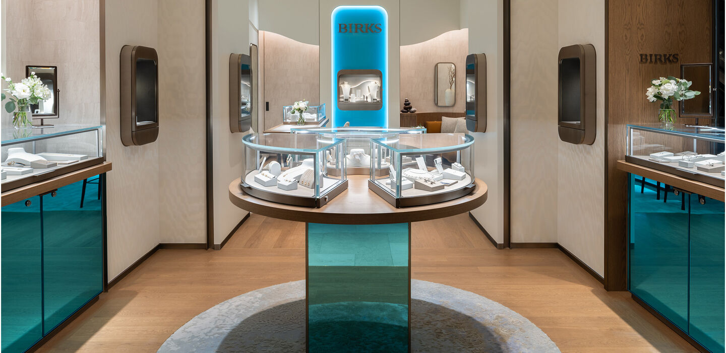 An internal view of the Birks Royalmount store.
