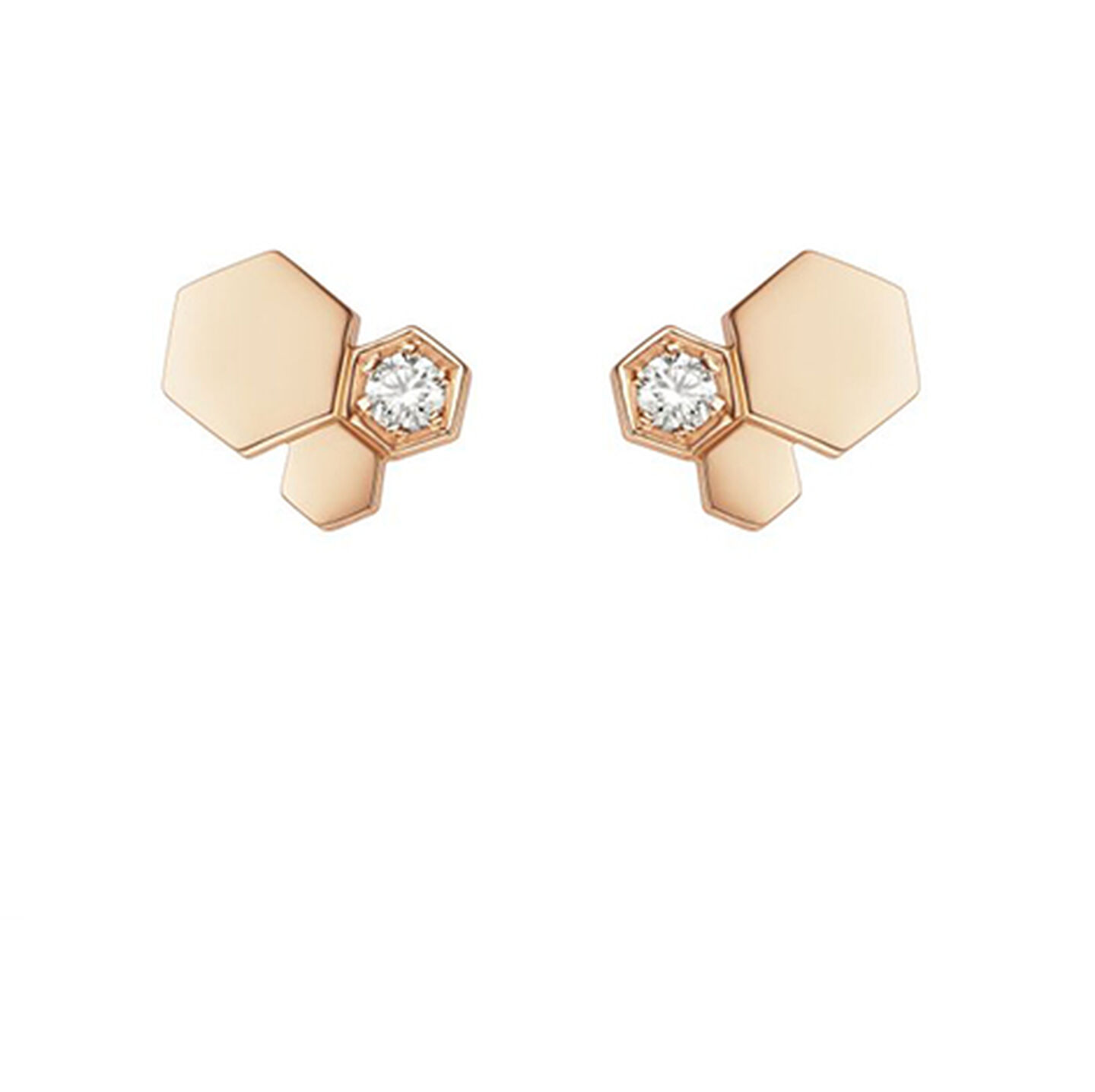Boucles d'oreilles clous Bee My Love en or rose et diamants