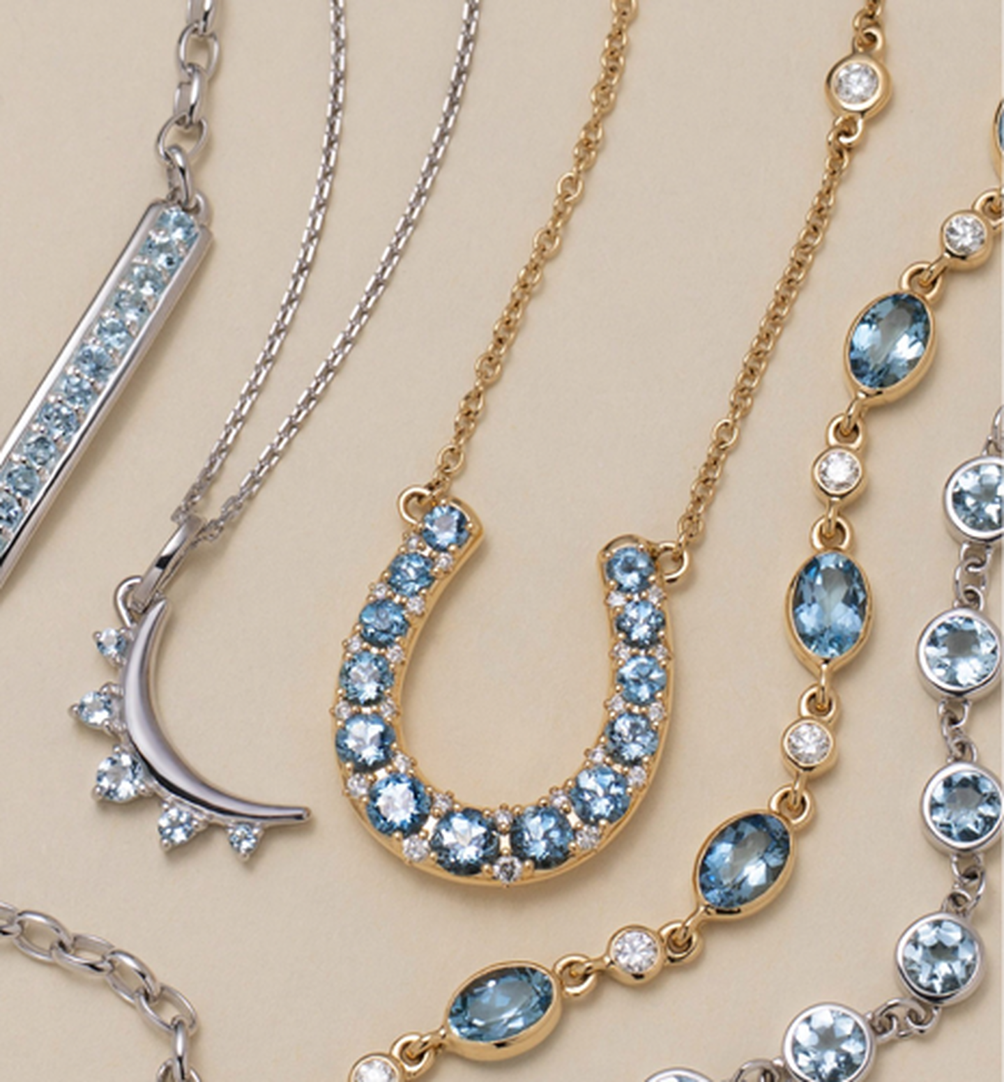 Monica Rich Kosann aquamarine necklaces. 