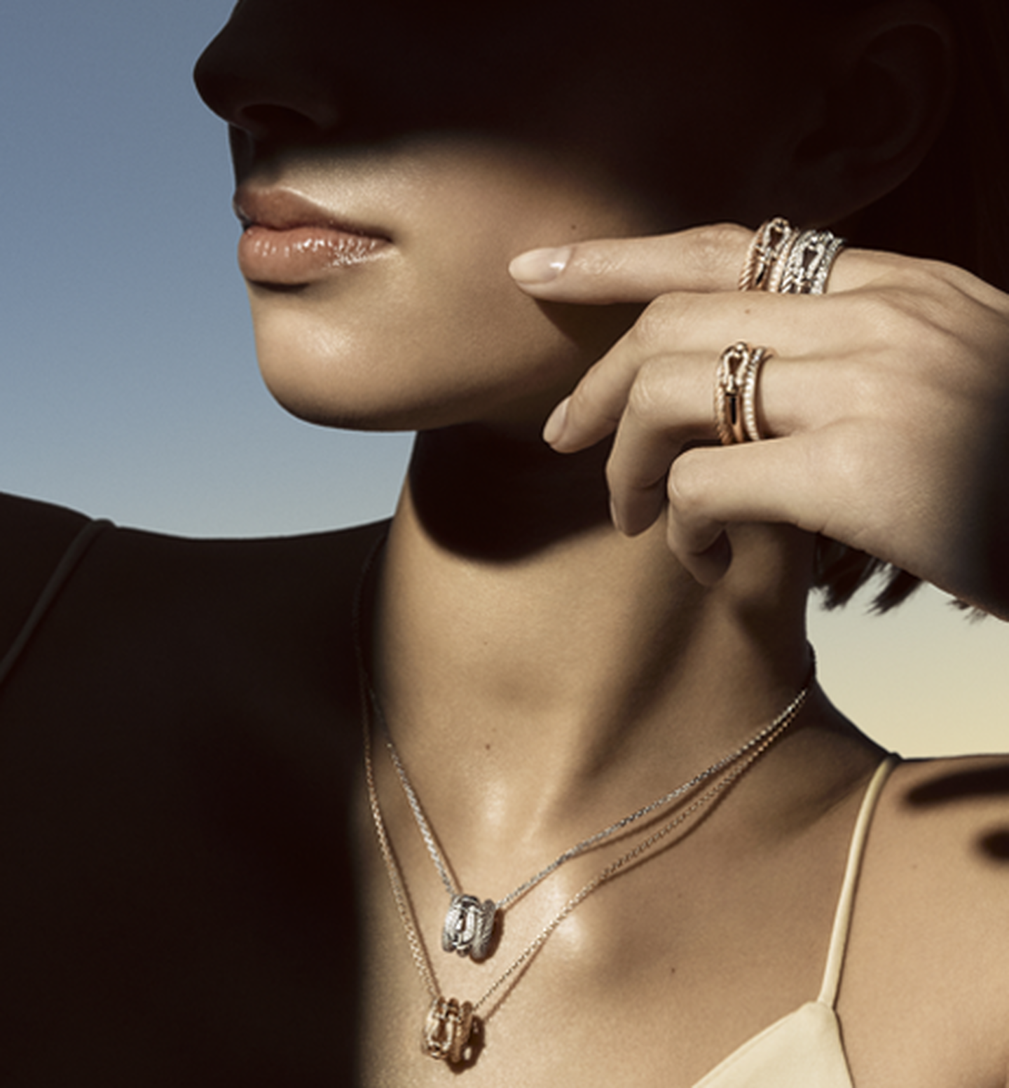 A woman FRED Force 10 Rise jewellery.