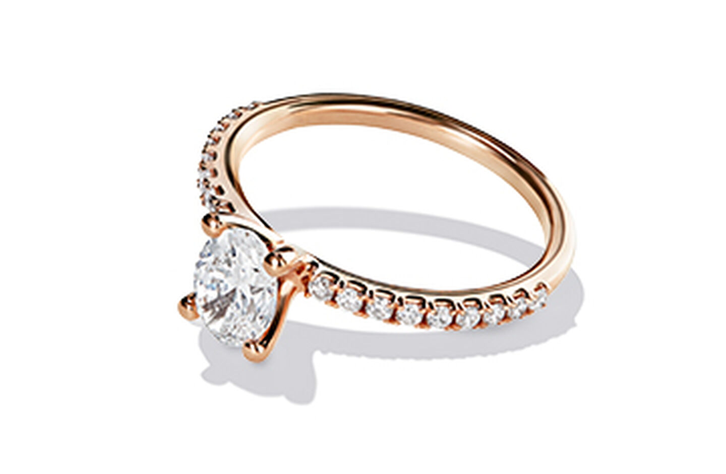 Birks Rosée du Matin Bague de fiançailles à diamants taille ovale avec bracelet en or rose et pavé