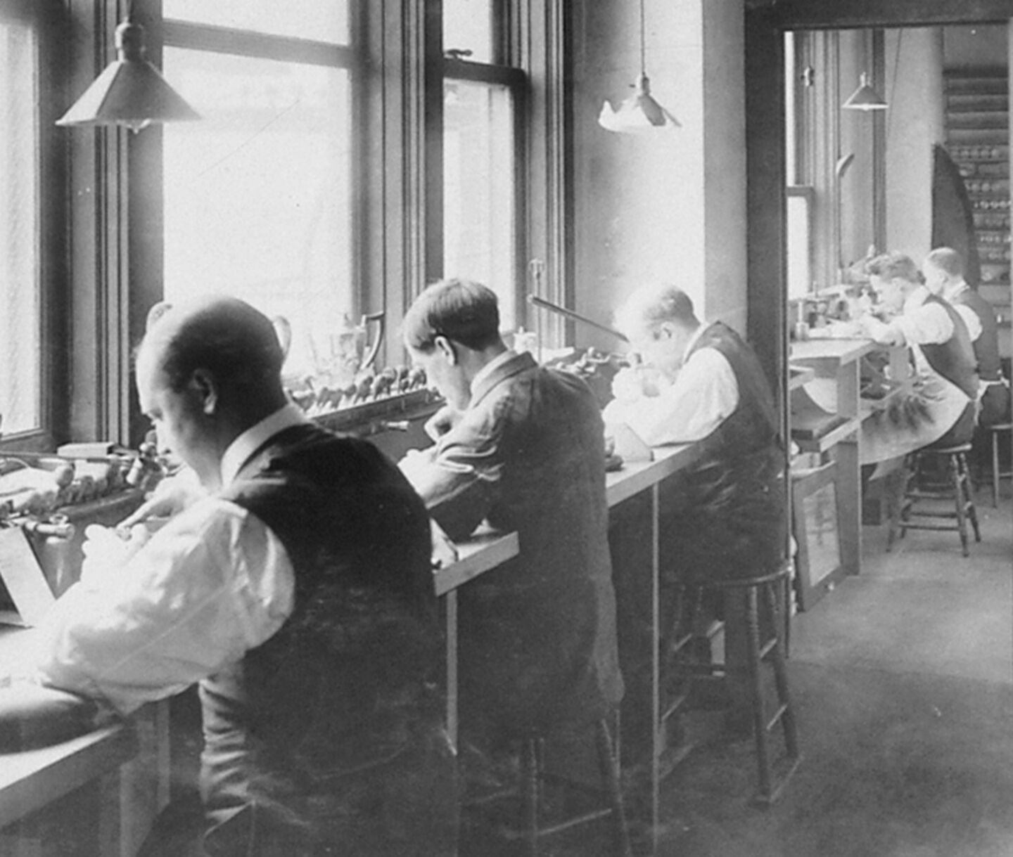 An archival photo of Birks craftsman.