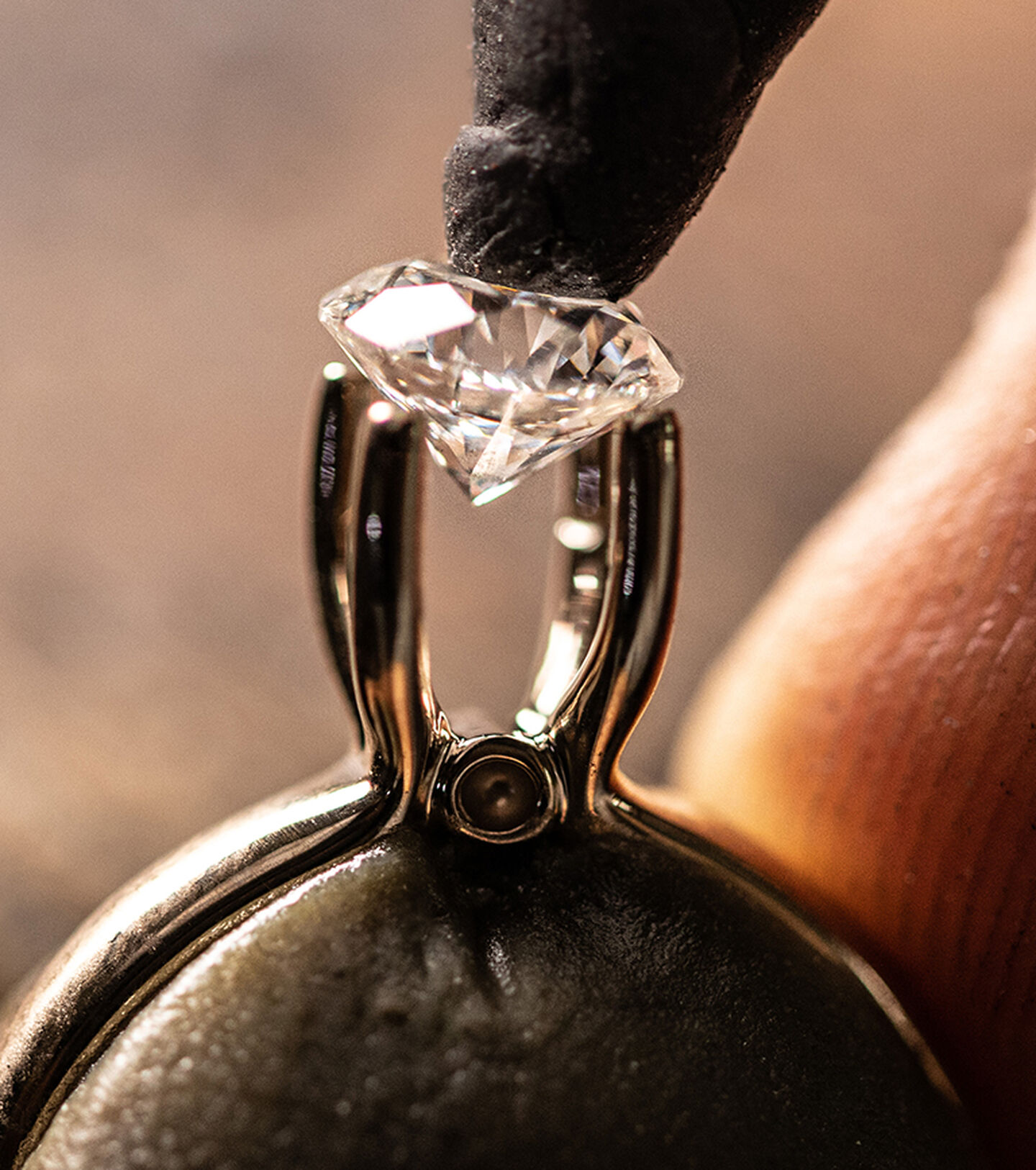 The creation of a Birks Blue engagement ring.