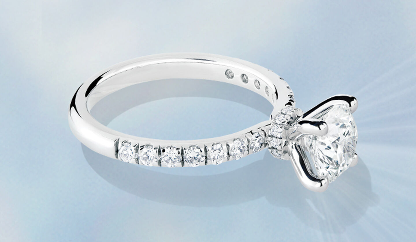 Bague de fiançailles Birks Deco à diamant solitaire rond