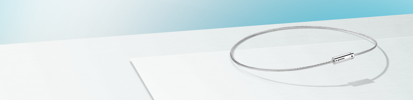 le gramme silver bracelet on a white background.