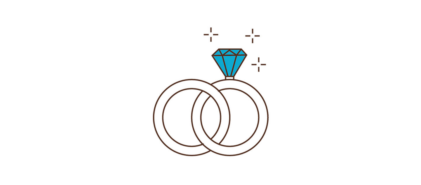 Illustration de bague de fian&ccedil;ailles en bleu de Birks