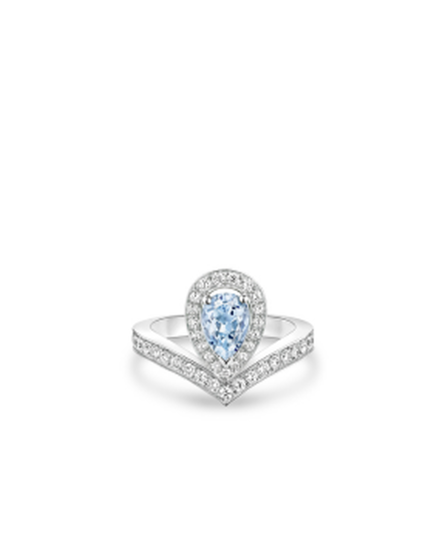 Chaumet Jos&eacute;phine aquamarine ring on a white background.