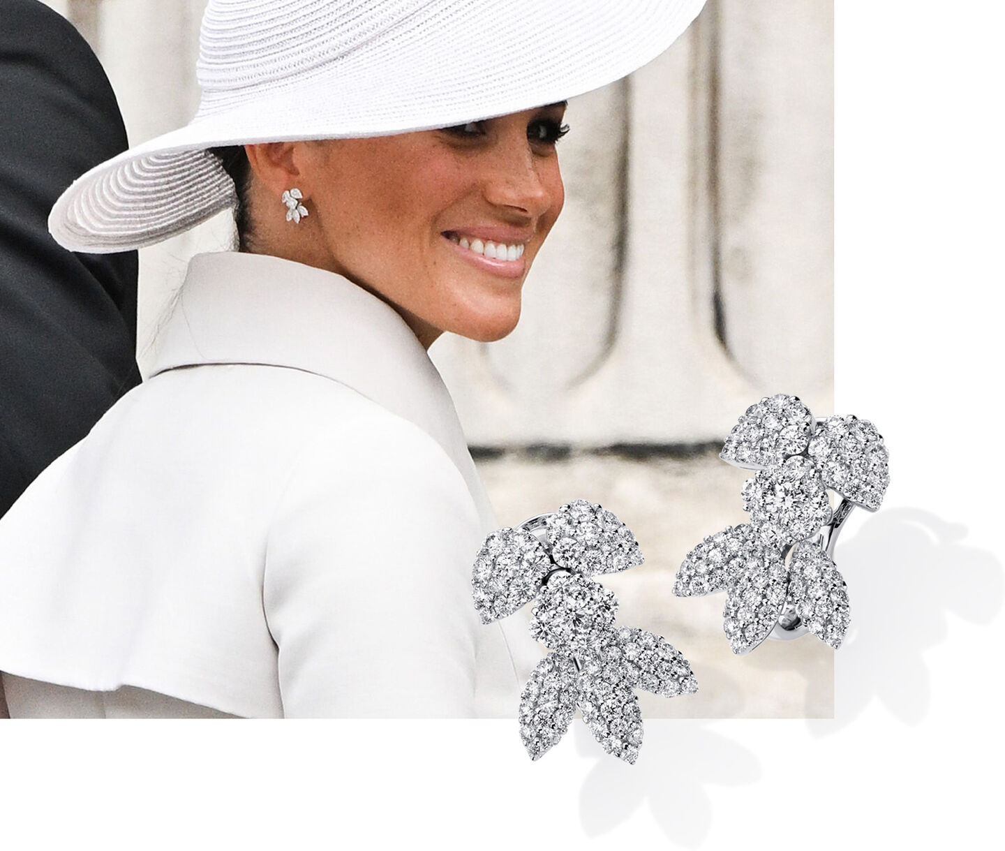 Meghan Markle porte les boucles d'oreilles Birks Snowflake.