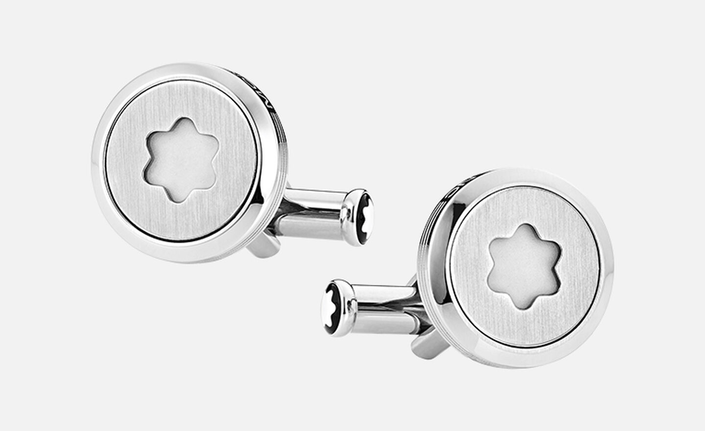 Montblanc cufflinks with a logo cutout