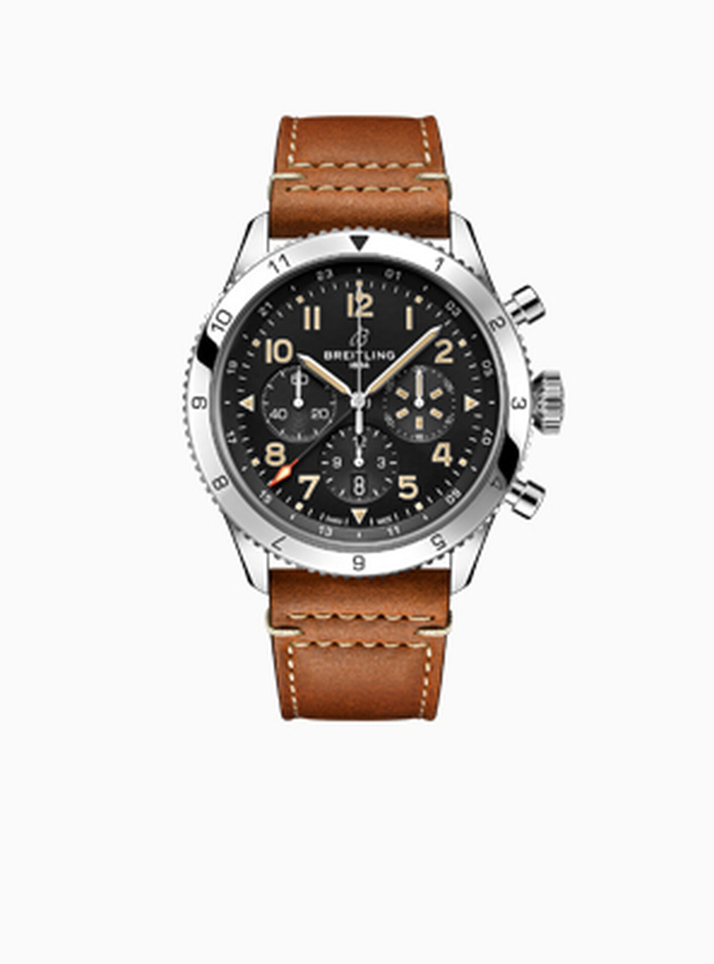 Breitling Classic AVI watch on a white background.