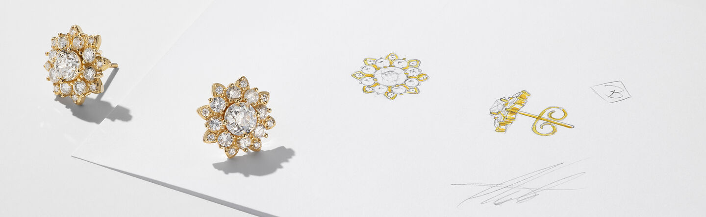Maison Birks Bespoke diamond and gold earrings.