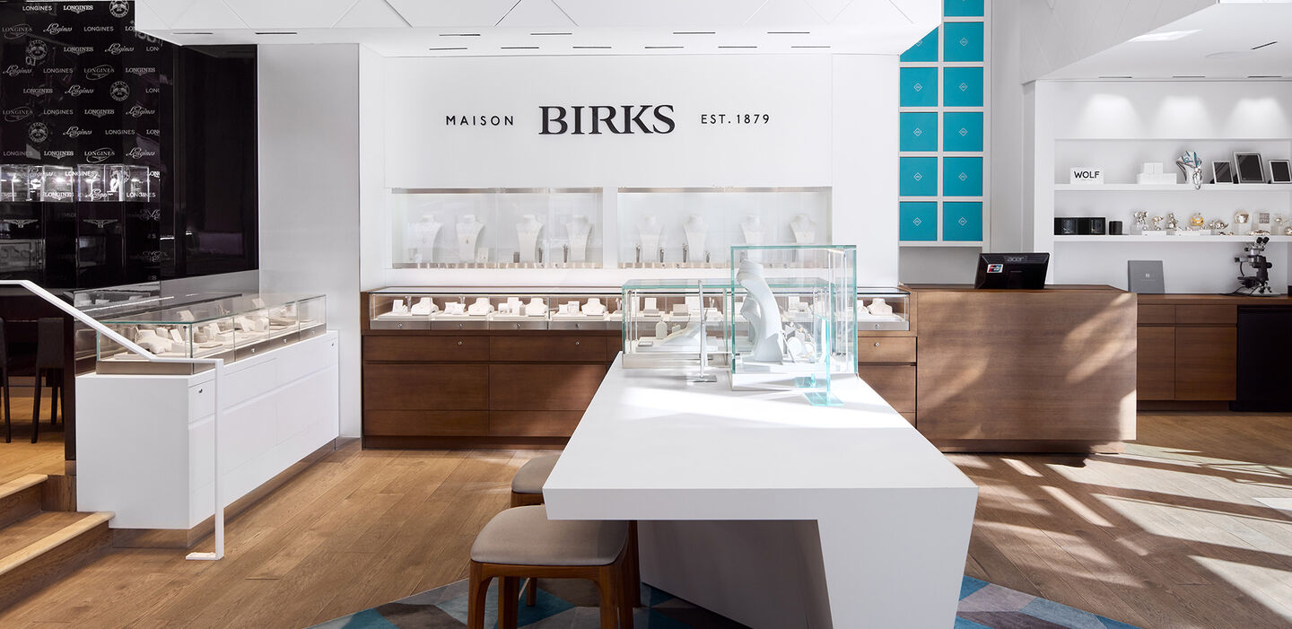 The exterior of the Maison Birks store at Quartier DIX30.