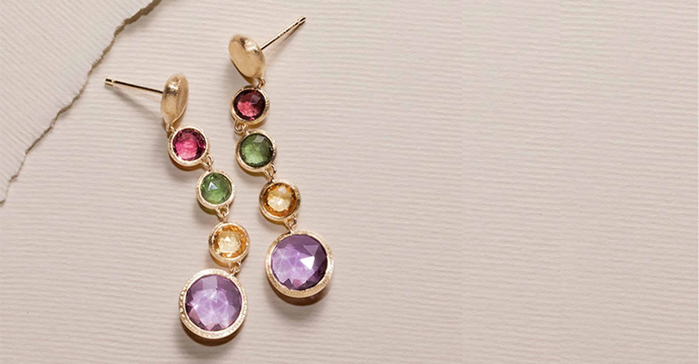 Boucles d'oreilles Jaipur en bijou multicolore et or
