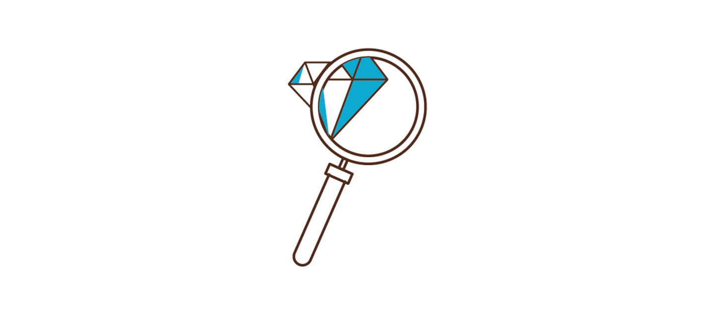Illustration d&rsquo;inspection de diamant en bleu de Birks