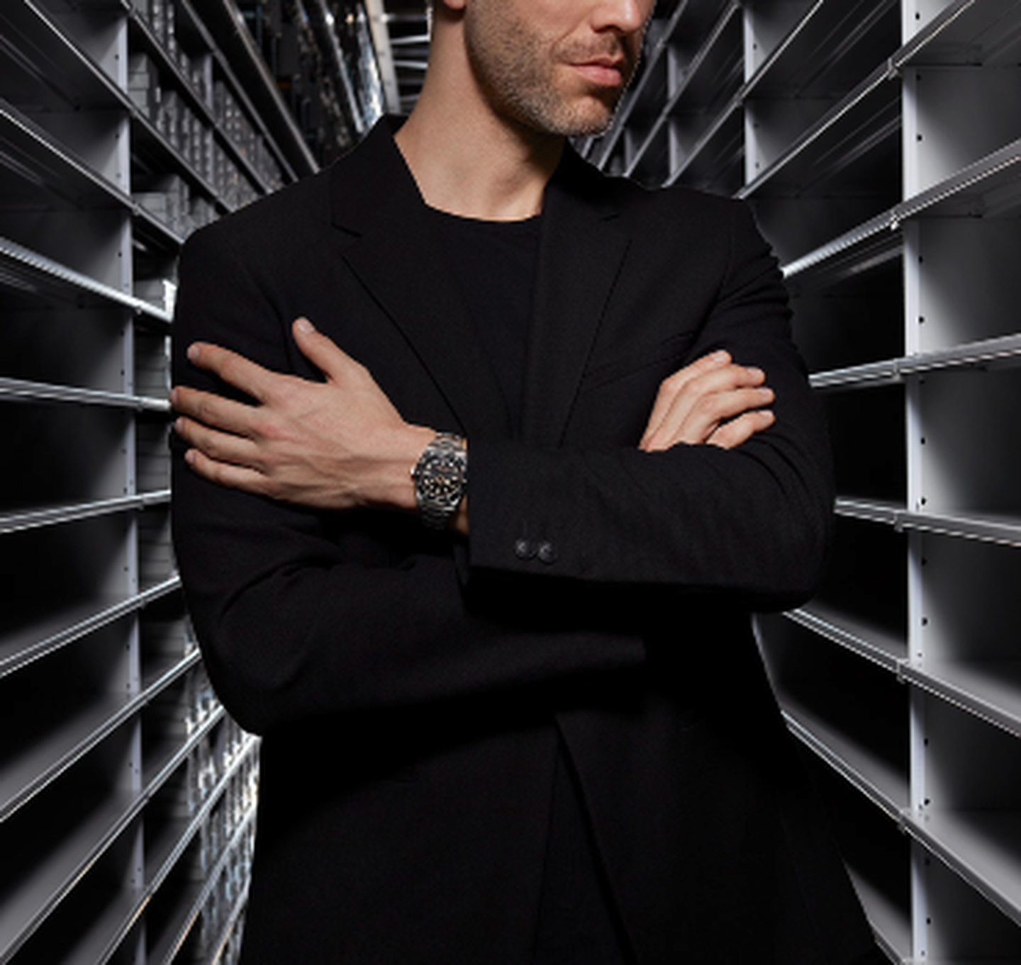 Tudor Black Bay watch on a male model