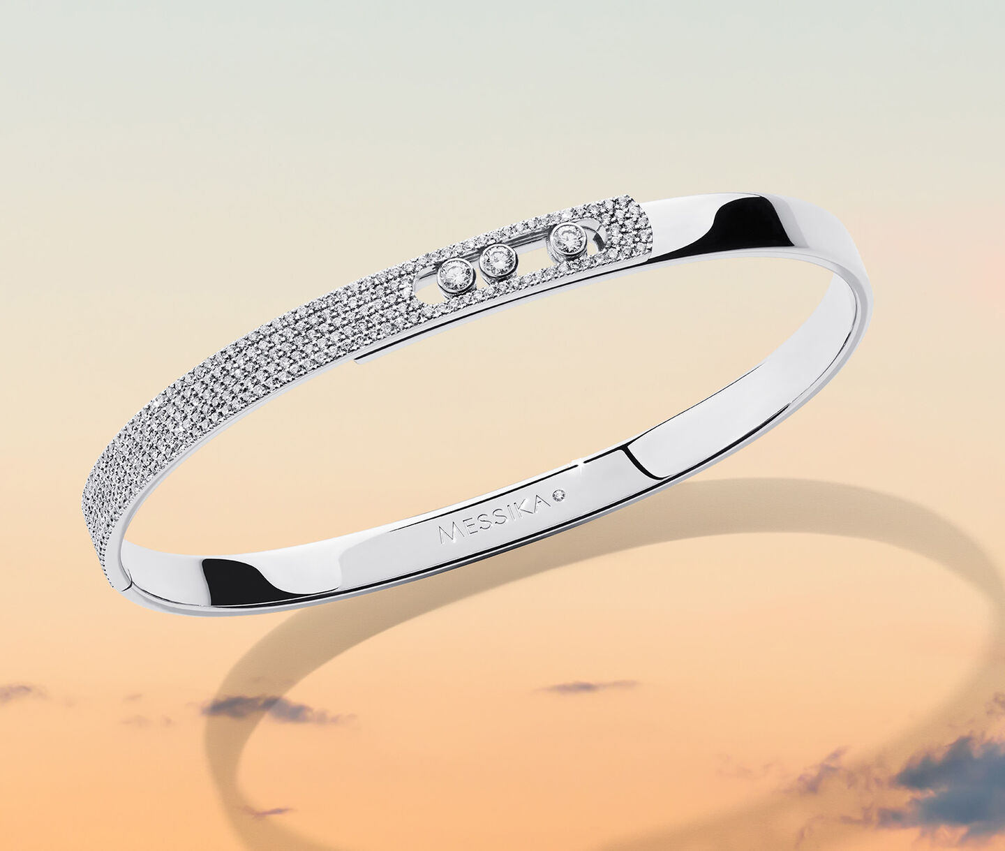 Jonc en or blanc et diamants Messika