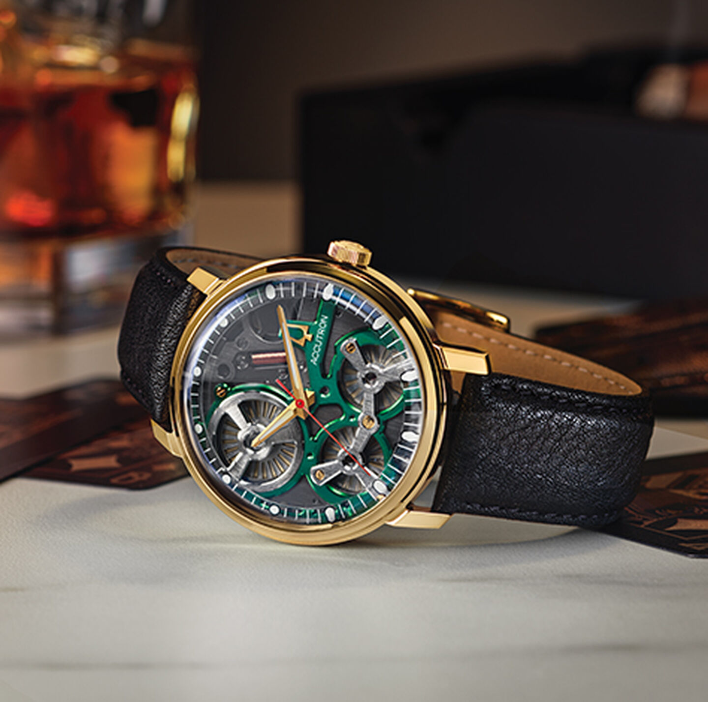 Accutron Spaceview 2020 watch on a desk,