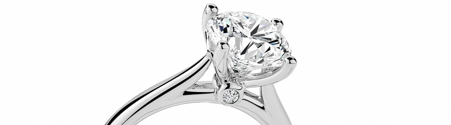 Macro shot of the Bijoux Birks 1879 Solitaire Diamond Engagement Ring