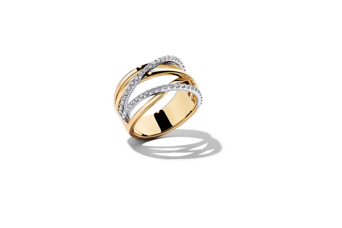 Birks Ros&eacute;e du Matin yellow and diamond ring on a white background.