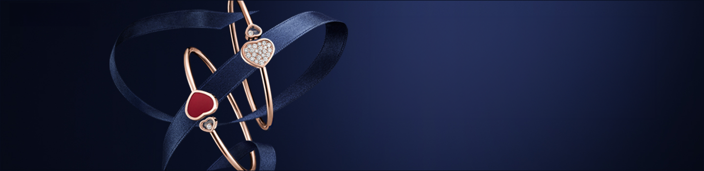 Chopard jewellery on a blue background.