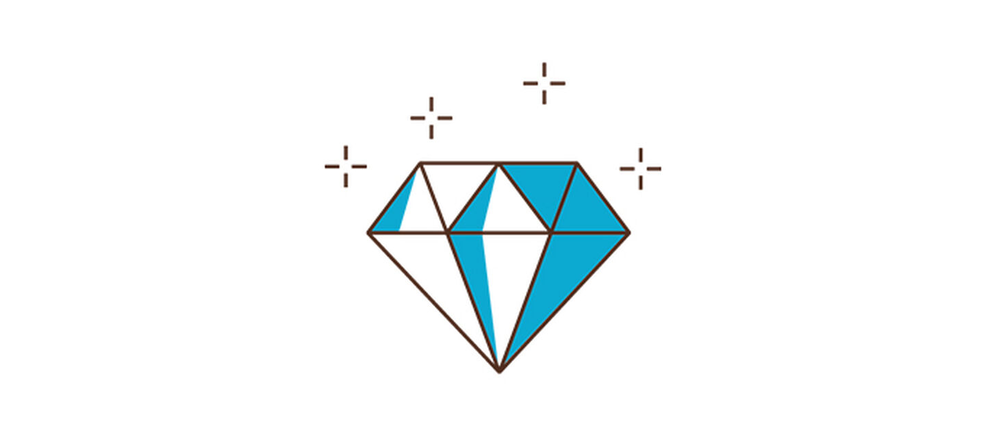 An illustration of a diamond in blue.