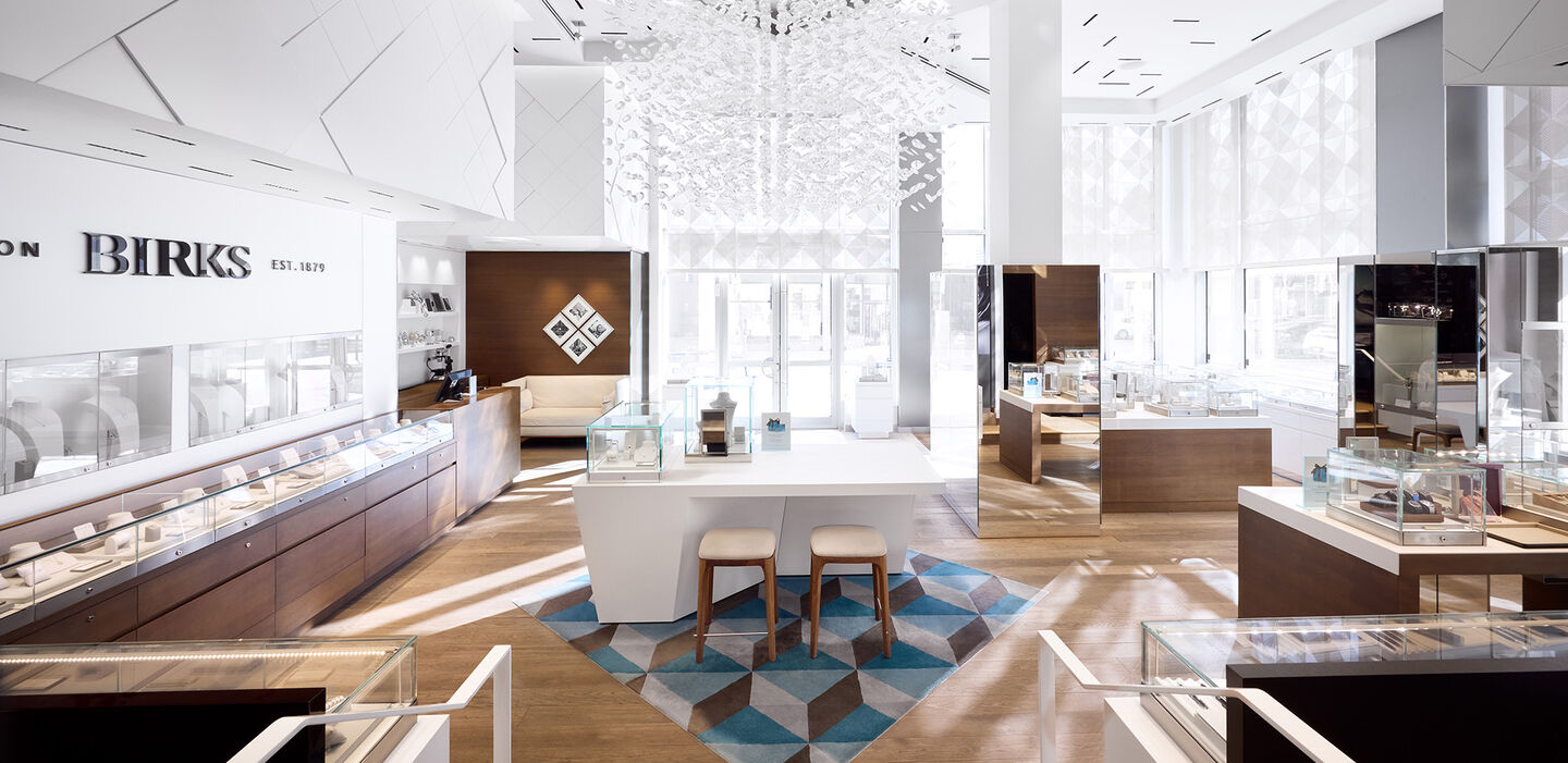 The interior of the Maison Birks store at Quartier DIX30.