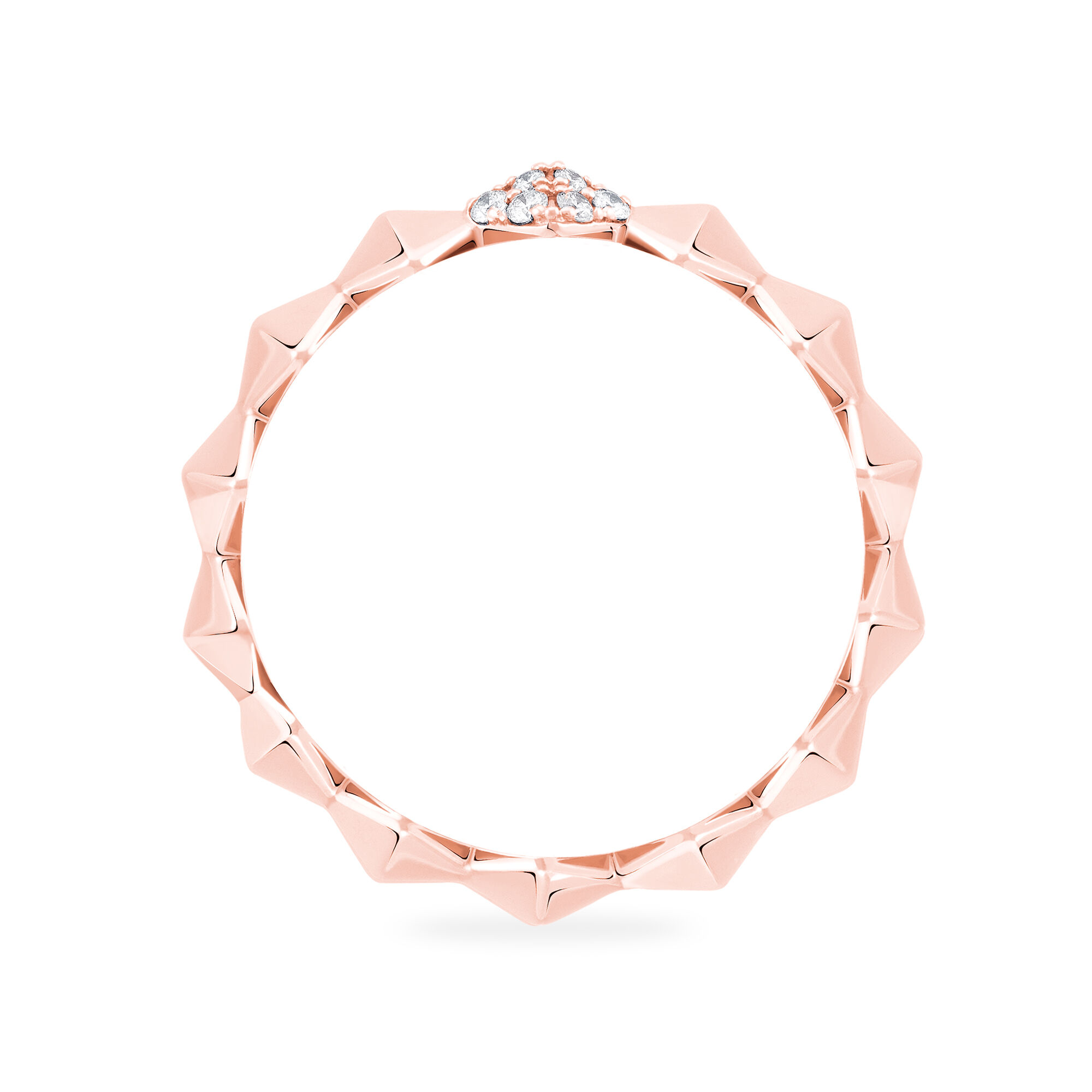 Stackable Diamond Rock Pearl Ring Rose Gold