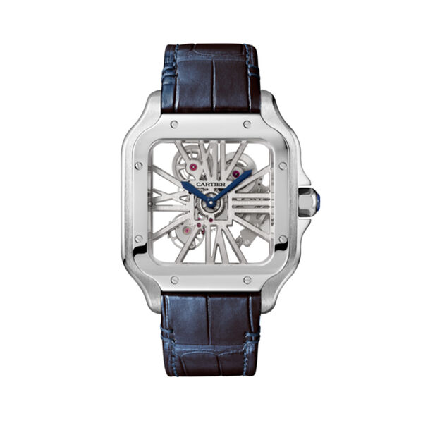 Santos de Cartier Skeleton 40 mm manuelle en acier inoxydable, grand modèle