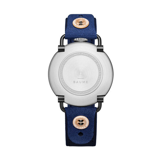 Baume 41 mm phase de lune quartz en acier inoxydable avec PVD noir image number 1