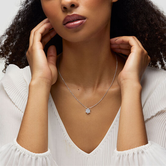 Birks Snowflake White Gold Pendant, Large 450017706592 On Model image number 1