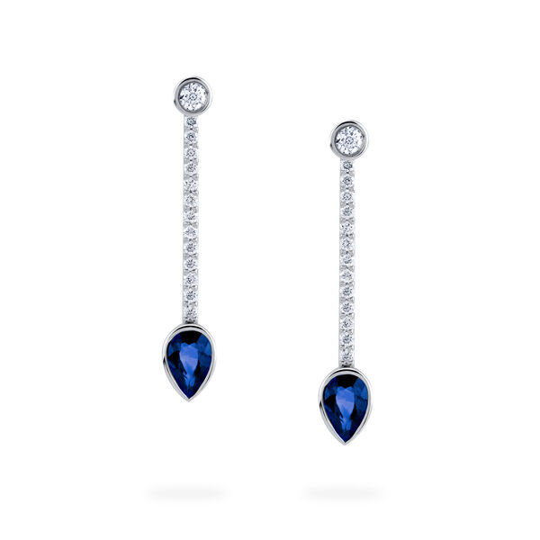 Boucles d'oreilles pendantes en saphir et diamants
