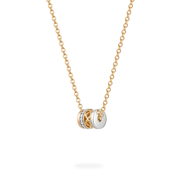 Small Tri-Gold Diamond Pendant Necklace