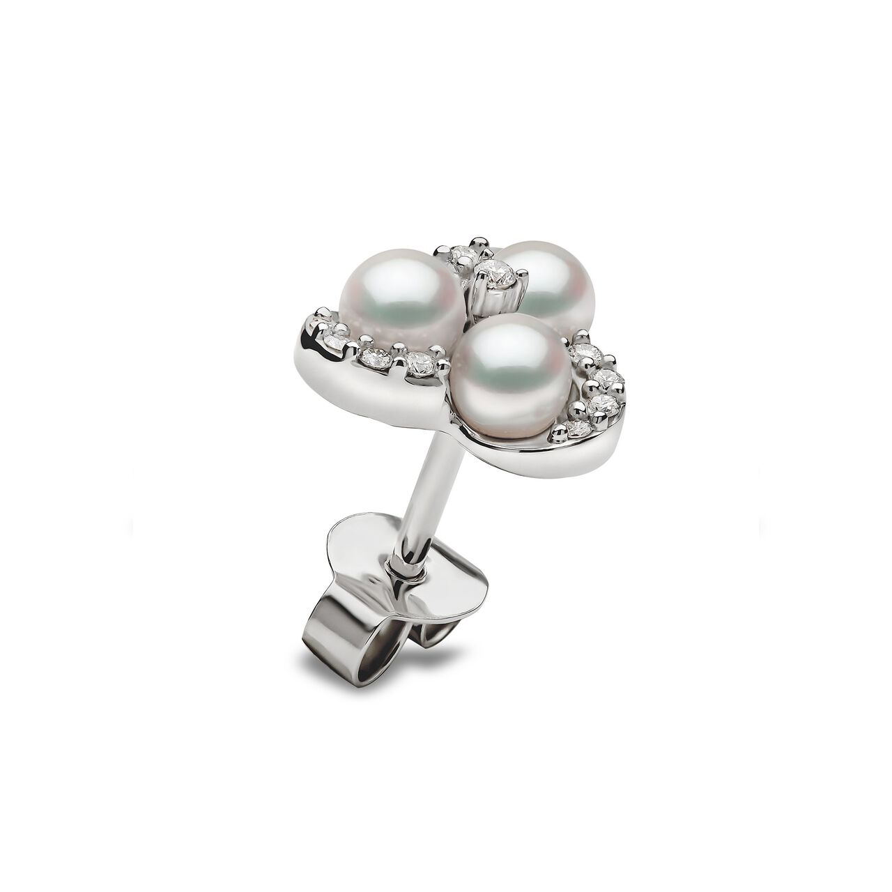 Yoko London Sleek White Gold Pearl and Diamond Stud Earrings image number 3
