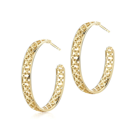 Birks Muse Boucles d'oreilles anneaux en or jaune 30mm image number 0