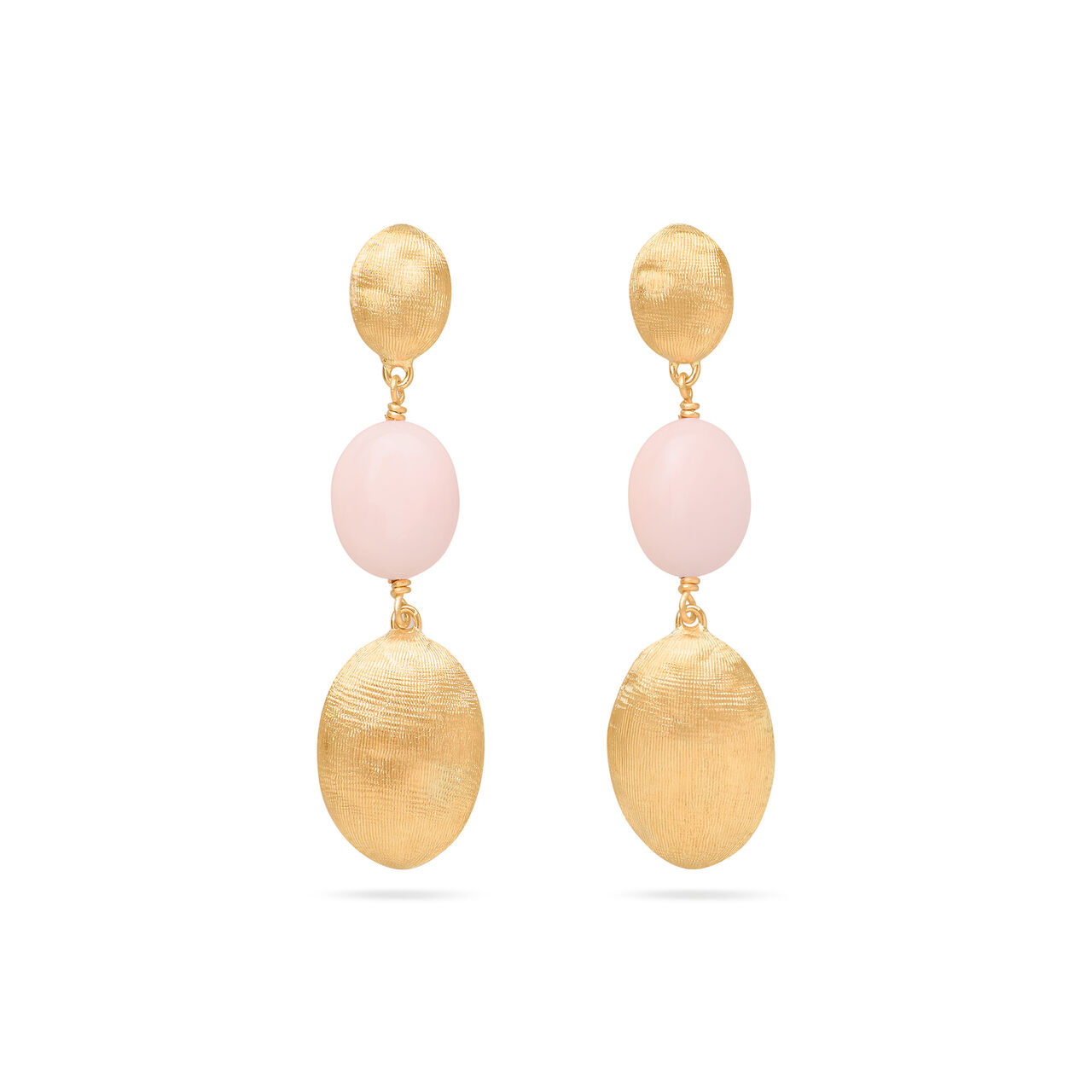 Siviglia Colour Yellow Gold and Pink Opal Drop Earrings image number 0