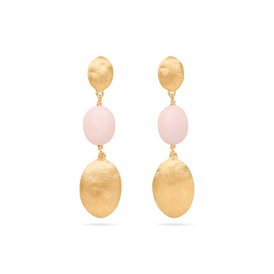 Siviglia Colour Yellow Gold and Pink Opal Drop Earrings image number 0